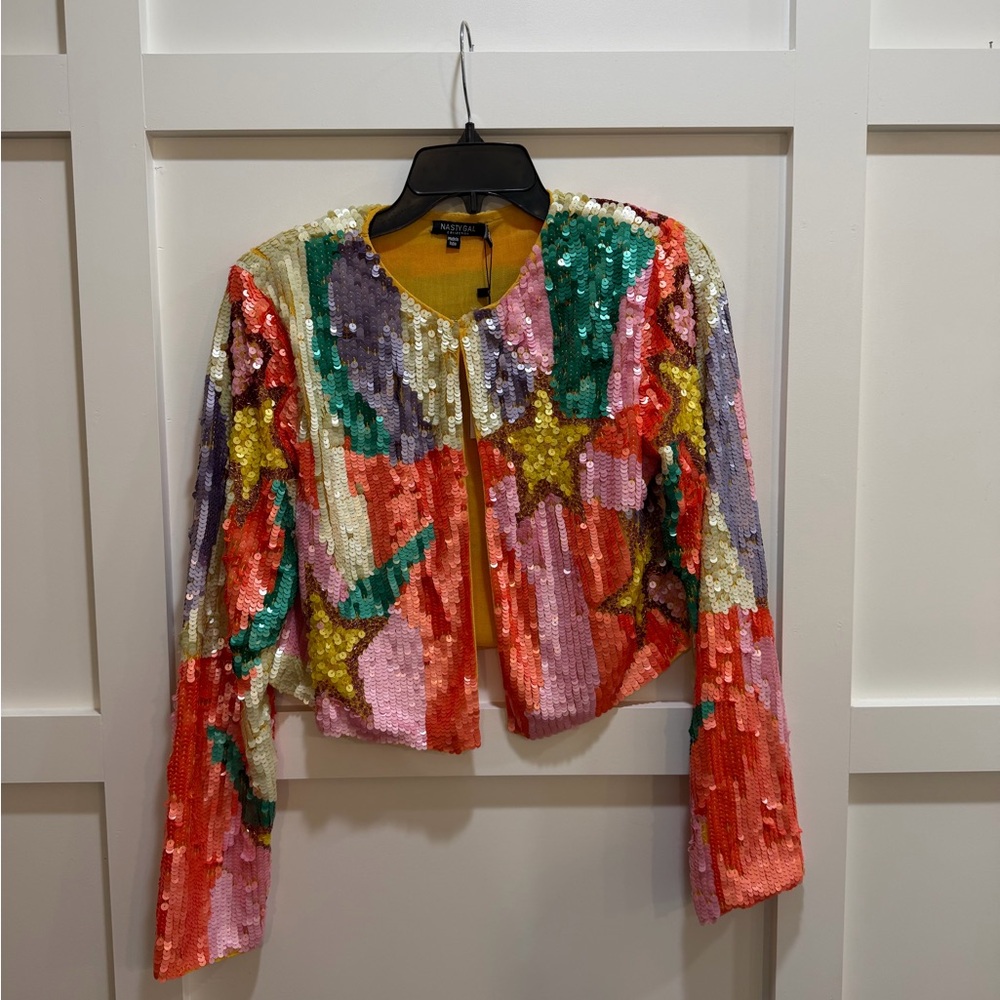 Nasty Gal Multicolor Sequin Star Blazer